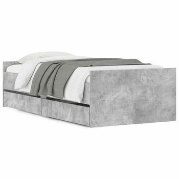 Estructura De Cama Con Cajones Gris Hormigón 90x200 Cm Vidaxl