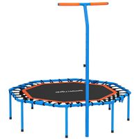 sportnow trampolin fitness trampolin de entrenamiento con mango ajustable estable y silencioso para interior acero azul   aosom espana