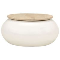 mesa de centro 51x51x27 cm madera maciza de mango con acabado natural y hierro - blanco