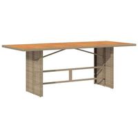 mesa de jardin  mesa de exterior superficie de madera ratan pe beige 190x80x74 cm