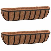 macetas pared 2 uds revestimiento coco acero negro 61x19x16cm vidaxl