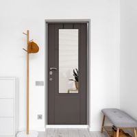 espejo para puerta lesina con 2 ganchos aluminio 120x37cm - negro encasa