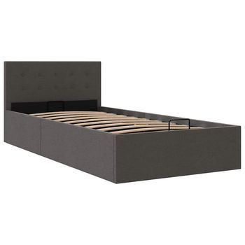 Cama Canapé Hidráulica Con Almacenaje Tela Gris Oscuro 90x200cm