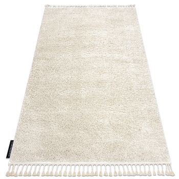 Alfombra Berber 9000 Crema Franjas Bereber Marroquí Shaggy 180x270 Cm