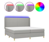 cama box spring con colchon tela y led gris claro 200x200 cm diseno plano