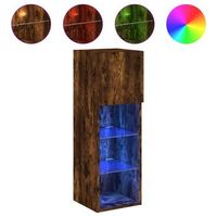 mueble para tv con luces led roble ahumado 305x30x90 cm vidaxl