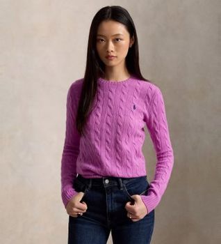 Polo Ralph Lauren para mujer. 211971865506 Jersey de lana y cachemira rosa (L), Casual, Manga larga