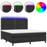 cama box spring colchon y led cuero sintetico negro 180x200 cm vidaxl