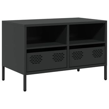 Mueble Para Tv | Mueble De Salón | Gabinete De Tv Acero Laminado En Frío Negro 68x39x43,5 Cm