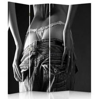 biombo black and white model - separador de ambientes cm 145x180 4 paneles