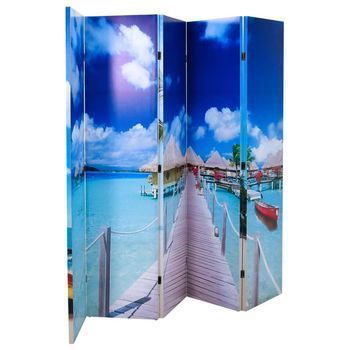Biombo Divisor Plegable 200x170 Cm Playa Vidaxl