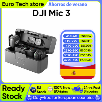 Micrófono inalámbrico DJI Mic 3 original, doble banda antiinterferencias, control automático de ganancia, 28 horas de duración de la batería, carga rápida, ligero.