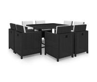 set comedor de jardin 9 piezas y cojines ratan sintetico negro vidaxl