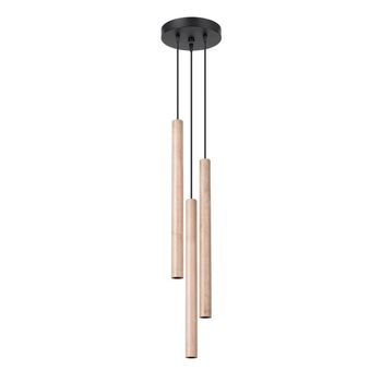 Lámpara colgante vacu 3 luces, madera natural