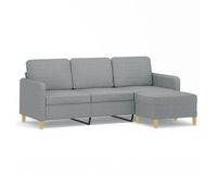 sofa de 3 plazas - sofa de salon con taburete de tela gris claro 180 cm