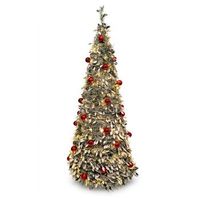 arbol de navidad emergente well home o70x180 cm 150 led blanco calido  36 bolas rojas