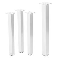 set 4x patas de mesa 90 cm regulables de acero 8x8 cm blanco brillante