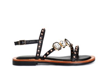 sandalias asimétricas de napa con accesorio black 37