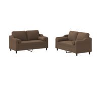 vidaxl juego de sofas con cojines 2 piezas tela marron