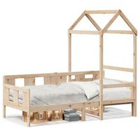 cama individual  sofa cama con techo de madera maciza de pino 80x200 cm cfw73183