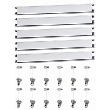 Colgar Cuadros Sin Agujeros Pack 9 Metros Eurohang Guías Aluminio Plata Mate 150 Cm Con 12 Colgadores Rm Nylon Clips Tapas Tornillos
