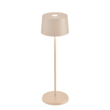 Lámpara de mesa zafferano led recargable y regulable color arena