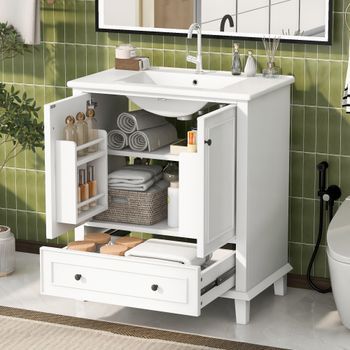 Mueble De Baño Con Lavabo - Mueble Para Baño - Mdf Y Cerámica - Blanco (76x46x87cm)