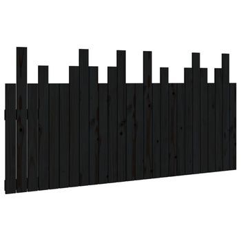 Cabecero De Cama De Pared Madera Maciza Pino Negro 166x3x80 Cm Vidaxl