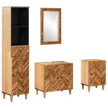 Juego De Muebles De Baño 4 Uds. Madera De Mango Maciza Vidaxl
