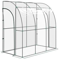 outsunny invernadero adosado para jardin invernadero para balcon cubierta reforzada de pvc 2 puertas enrollables 214 x 118 x 212 cm transparente   aosom espana