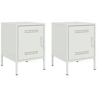 juego de 2 mesitas de noche con compartimento con puerta 36 x 39 x 505 cm acero blanco dec034866