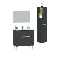 pack de bano con lavabo y columna opera 80 antracita - roble 45 x 80 x 45 cm