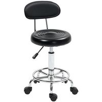 taburete con ruedas y respaldo giratorio regulable en altura reposapies ajustable cuero sintetico negro