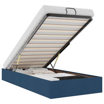 Estructura De Cama Otomana Sin Colchón Tela Azul 90x190 Cm Vidaxl