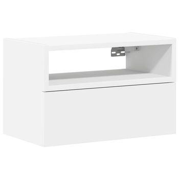 Mesita De Noche | Mesilla De Noche De Pared Blanco 45x26x28,5 Cm