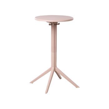 Mesa De Balcón Redonda Sintética Con Tablero Abatible Resistente Al Aire Libre Exterior Beige Legrena