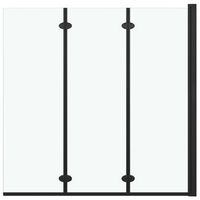 mampara de ducha plegable 3 paneles esg 130x138 cm negro vidaxl