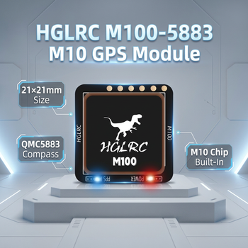 HGLRC M100-5883 Módulo GPS M10 con Brújula Antena Cerámica y LED Integrados 21×21mm para Avión RC FPV de Largo Alcance
