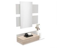 recibidor con espejo mod2 mueble de entrada cajon y balda en dos alturas 75 x 29 x 90 cm blanco  roble dormidan