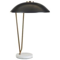 lampara de mesa de metal negro dorado blanco 58 cm base marmol pantalla danto