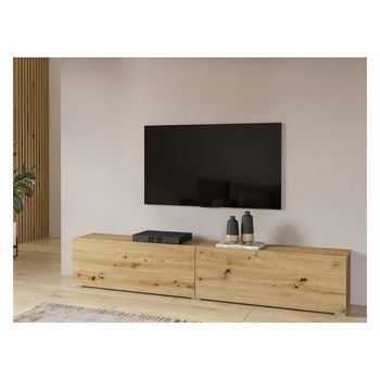 Mueble De Tv 180cm Colección Eva. Color Roble Y Negro.