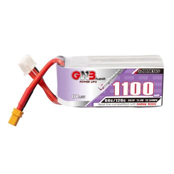 Batería LiPo Gaoneng GNB 11.4V 1100mAh 60C 3S con conector XT30 / XT60 para el dron de carreras FPV Darwinfpv FoldApe4 y