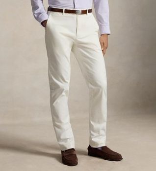 Polo Ralph Lauren para hombre. 710979503007 Pantalón Jarrett de satén Slim Fit blanco (36/32), Casual, Algodón, Clásico