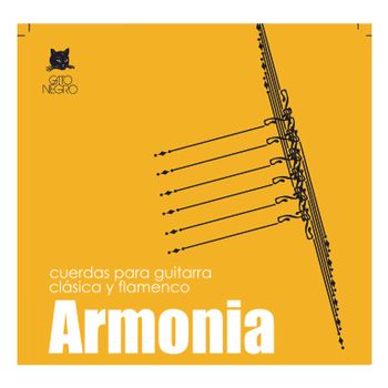 Juego de cuerdas para Guitarra clásica y Española Gato Negro Armonia. Fabricadas en nylon y bajos entorchados de acero de alta calidad.