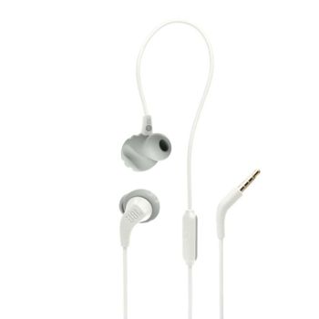 Auriculares JBL Endurance Run 2 con cable, jack 3,5 mm y micrófono, uso deportivo, resistentes al sudor, color blanco