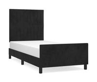 estructura de cama con cabecero de terciopelo negro 90x200 cm rayas verticales
