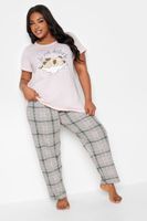 yours pijama rosa y gris de algodon do not disturb