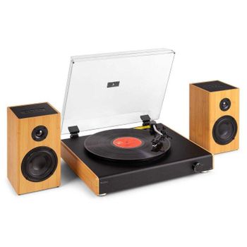 Tocadiscos Audizio Rp337bb 100W Altavoces Inalámbricos Bluetooth Correa Madera