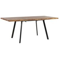 mesa de comedor madera clara patas de metal negro mdf extensible 140180 x 90 cm extension tradicional harlow