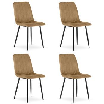 Set De 4 Silla De Comedor Tela De Terciopelo Valora Jewa Asiento De Terciopelo Marrón